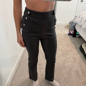 NWT Jules and Leopold XS High-Waist Button Detail Straight Pants - Charcoal